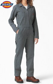 ディッキーズ Dickies Womens Relaxed Fit Long Sleeve Hickory Stripe Coveralls　ウィメンズリラックスフィットロングスリーブヒコリーストライプカバーオール 長ズボン オーバーオール カジュアル　レディース