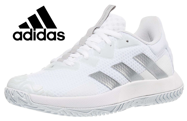 Adidas adidas SoleMatch Control White/Silver Womens Shoe レディース テニスシューズ (海外正規品) 運動靴 テニス レディースシューズ 女性用：e-ShopSmart