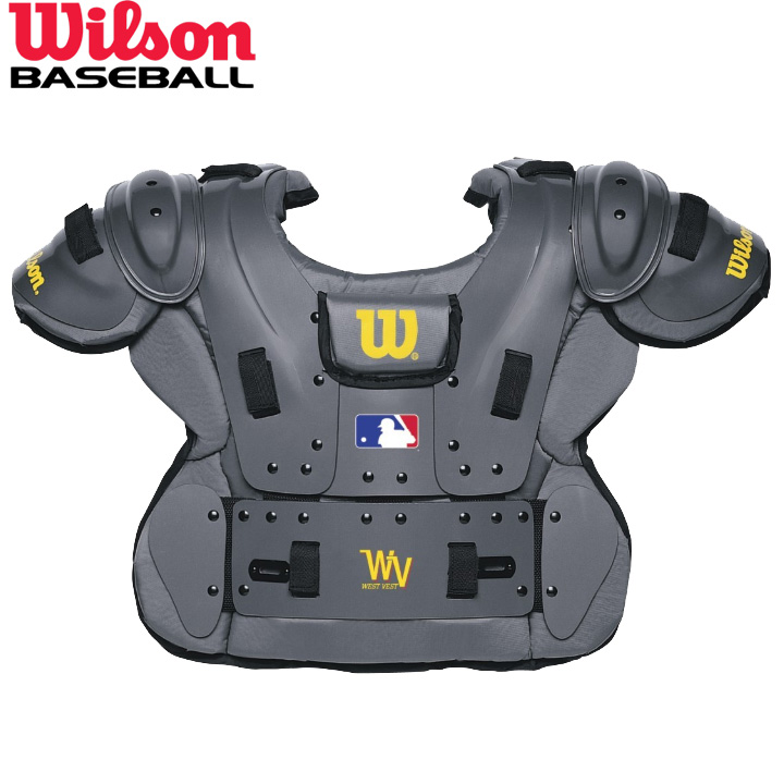 送料無料 USA物 高品質新品 ウィルソン Wilson 秀逸 アンパイアギア MLBロゴ入り 審判用 プロプラチナ チェストプロテクター