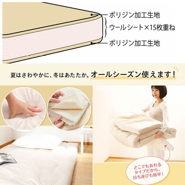 楽天市場】昭和西川 15層敷きふとん GQ5001 シングルロング 100×210cm 