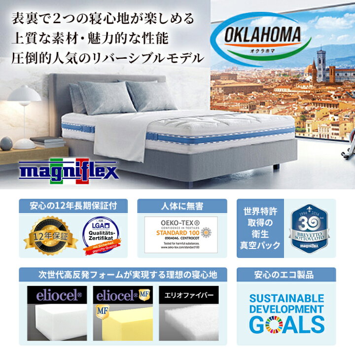 楽天市場】12年保証付 マニフレックス オクラホマ シングル ベッド 
