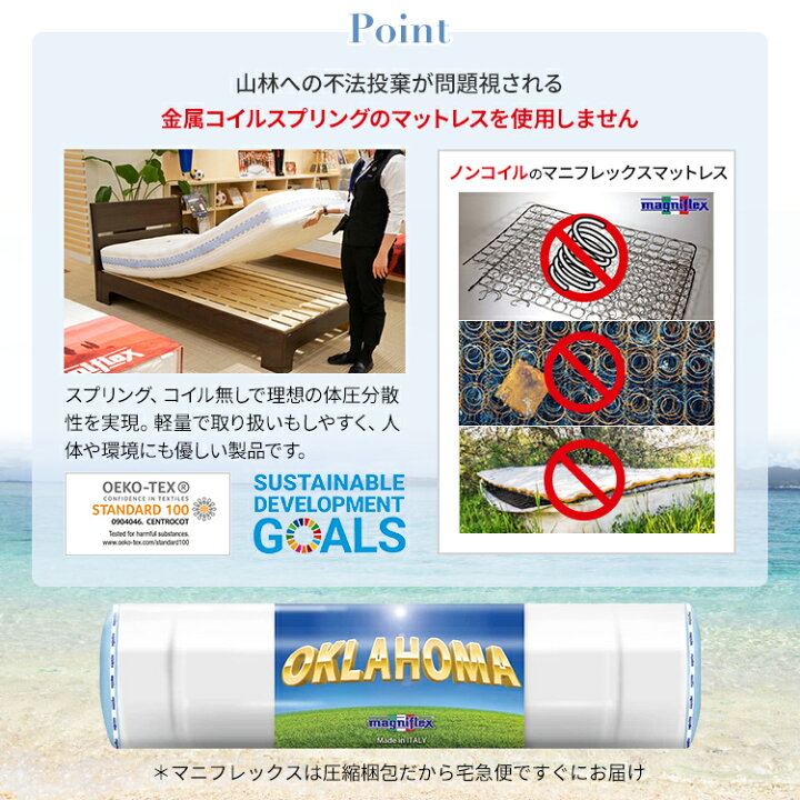 楽天市場】12年保証付 マニフレックス オクラホマ シングル ベッド 