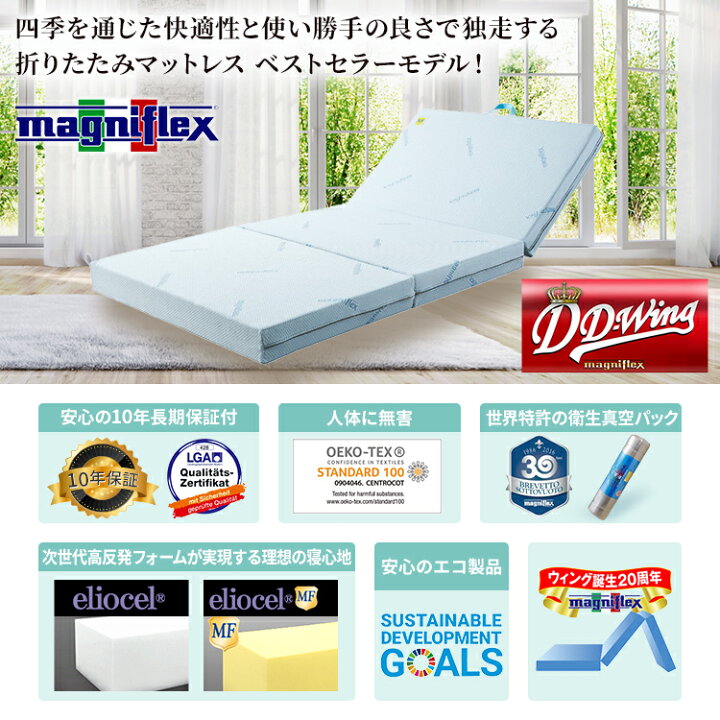 楽天市場】マニフレックス DDウイング ダブル マットレス 三つ折り 