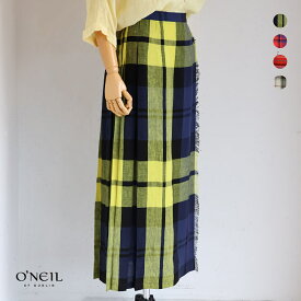 【新作】O'NEIL of DUBLIN(オニールオブダブリン)リネンキルトラップスカートマキシ丈(MXINBISL)(LUGQUL)(MXTONGEL)(MACLOL)(全4色）レディース(10)ソノリテ（sonorite)　きれいめ　大人カジュアル　高品質　アイルランド製　プリーツ　マキシ丈　オールシーズン　麻　5093