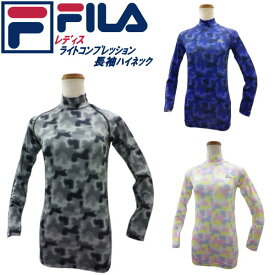 フィラ FILA ふぃらレディース コンプレッション プリント長袖ハイネック 416-403 メール便ご利用可 スーパーSALE期間だけ10%オフ ポイント5倍