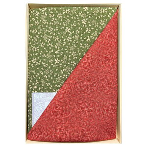 二巾一越織両面染 鮫/小桜 朱/利休 (90-2)