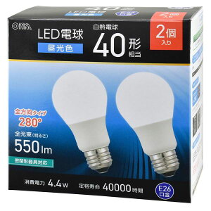 LED�d��(40�`����/�����F/550 lm/4.4W/E26/Ra83/�S�����z��280°/���`���Ή�/2��) (LDA4D-G AG59 2P)