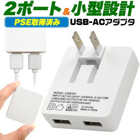 印刷 ノベルティ 素材 オリジナル アイフォン 充電器 スマホ 同時充電も可能な 2ポートUSB-ACアダプタ [キャンセル・変更・返品不可]