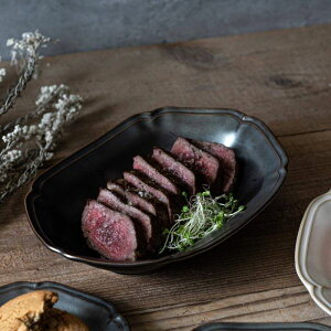 花しとやか カレー&パスタ楕円皿 ノワール