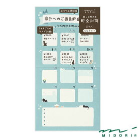 ミドリ 貯金封筒 12ヵ月タイプ ネコ柄（25596006）【MIDORI 封筒 かわいい デザイン おしゃれ】