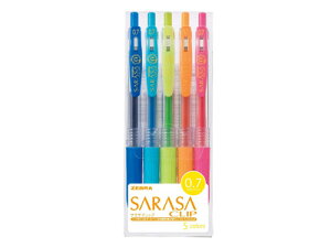 ゼブラ 水性ボールペン サラサクリップ 0.7mm 5色セット（JJB15-5CA）（A-22533）【ZEBRA SARASA CLIP ジェルボールペン】