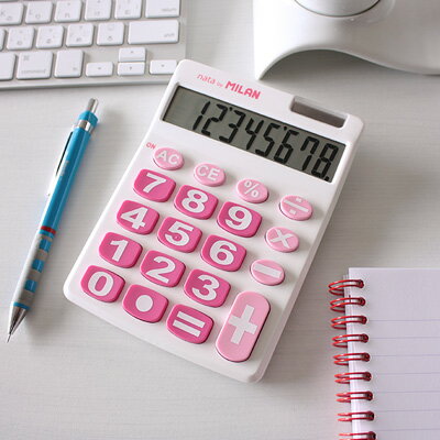 楽天市場 ポイント10倍 ミラン 電卓 おしゃれ ミラン Milan 電卓 ビッグキー 8桁 ホワイト wbl 文房具屋フジオカ文具e Stationery