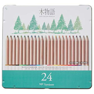 トンボ鉛筆 缶入色鉛筆 S木物語 24色 (CB-RS24C)(A-35844)【TOMBOW COLOR PENCIL リサイクル 学童文具 色鉛筆】
