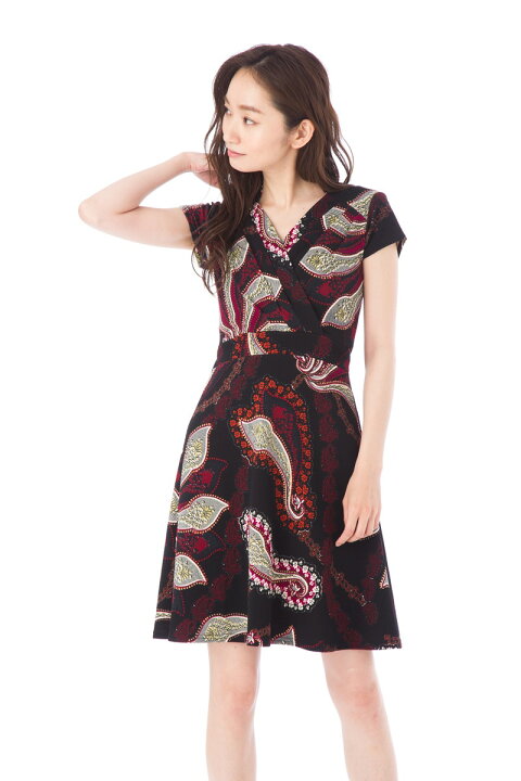 楽天市場 Fifilles ワンピース T1 T2 T3サイズ 半袖 膝丈 ペイズリー柄 大人ワンピース レディース 上品 ステラ