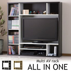 【ポイント10倍】《朝日木材加工》ALL IN ONE マルチAVラック 幅115cm 対応テレビ32Vまで 壁面収納 棚左右反転設置可能 テレビ台 TVボード オープンラック 配線穴付き シンプル aor-1212av【沖縄・離島配送不可】【A:北海道 別途】