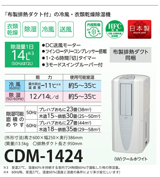 楽天市場】《コロナ》 CDM-1424 冷風・衣類乾燥除湿機 - どこでも 