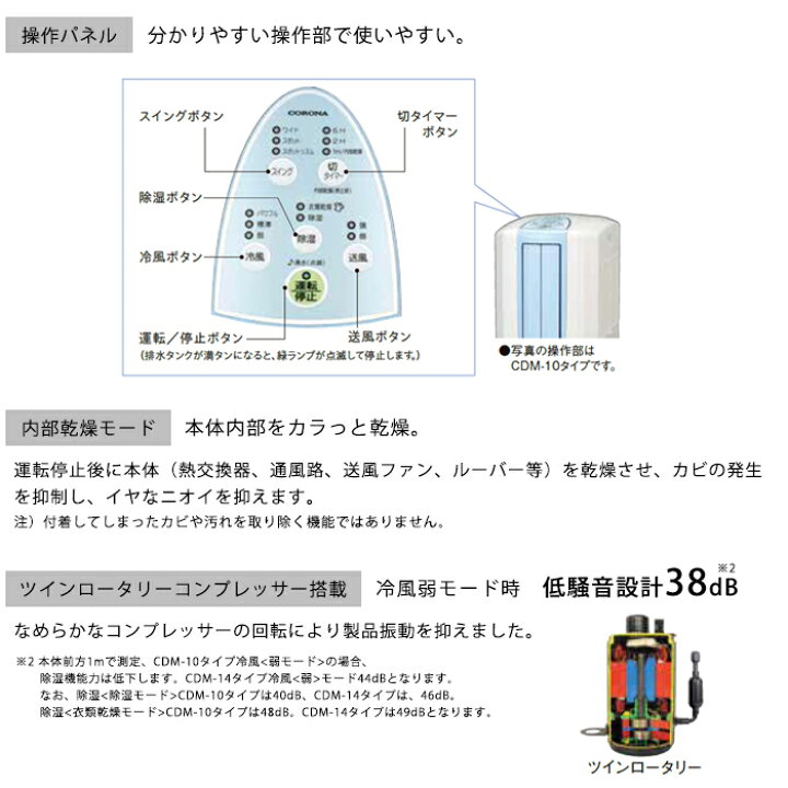 楽天市場】《コロナ》 CDM-1425 冷風・衣類乾燥除湿機 - どこでも 