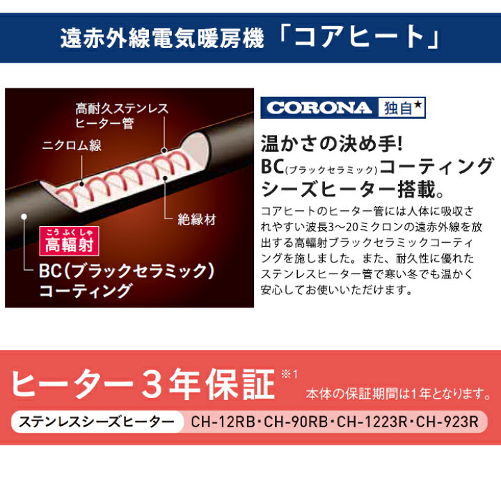 楽天市場】《コロナ》CH-12RB 遠赤外線暖房機 コアヒート 遠赤外線 