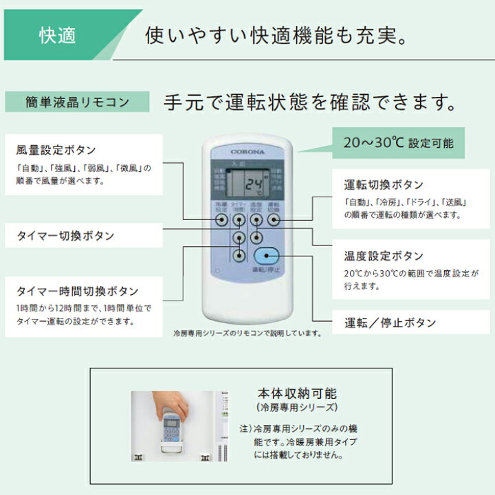 楽天市場】《コロナ》 CW-1826R ウィンドエアコン 冷房専用タイプ 4.5 