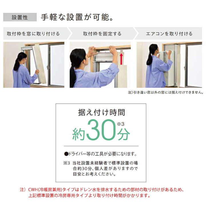 相談可。ウインドエアコン 冷暖房兼用タイプ