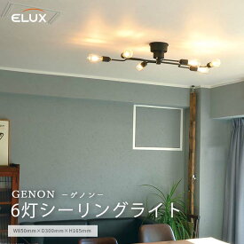 【ポイント15倍】《エルックス》6灯シーリングライト ゲノン GENON 照明 照明器具 天井照明 電球 壁スイッチ シンプル スチール lb2-cc-23