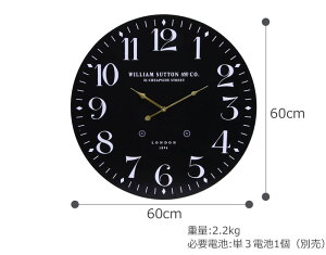 《F-trade》掛時計LONDON1894Φ60cm大型大判木目とけいかわいい北欧西海岸レトロかけ時計ナチュラルおしゃれ新築祝いFUJI727187271972720