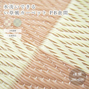 【ポイント15倍】《HAGiHARA/LF》【本間4.5畳】 286×286 水洗いできる い草風カーペット PB倉間 洗える 抗菌 ビニール風 カーペット 柄上敷き い草風 ござ ゴザ 折りたためる 耐水性 和風 畳カバー
