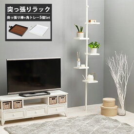 【ポイント10倍】《萩原/LF》突っ張り収納 四角トレイ 6点セット 壁面収納 おしゃれ 突っ張り棒 突っ張りラック つっぱり棒 つっぱりラック 天井 収納 棚 小物収納 スリム 隙間 ブラック ホワイト KTR-3117【北海道・沖縄・離島配送不可】