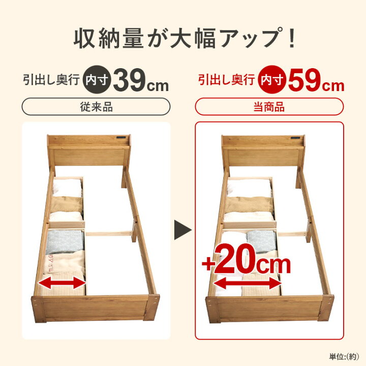 楽天市場】《萩原》すのこベッド シングル 引き出し付き コンセント 