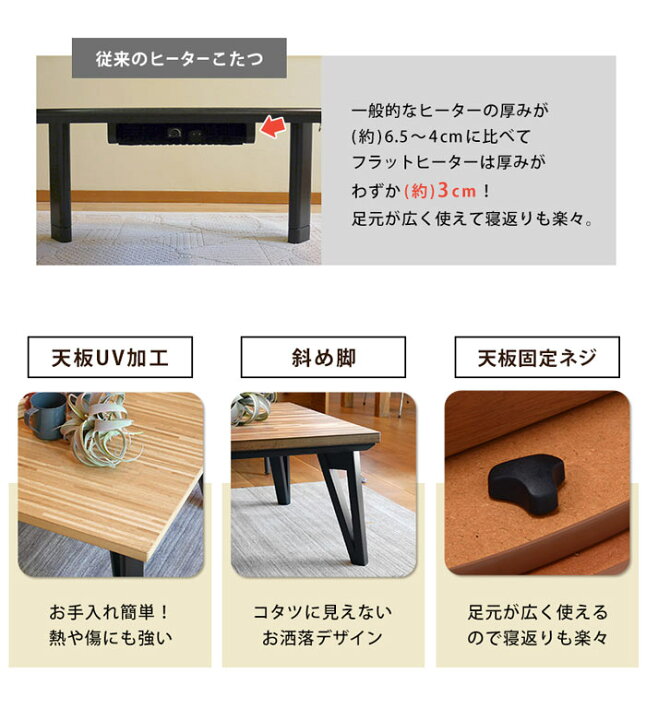 楽天市場】【ポイント10倍】《萩原》ルーン 105 こたつテーブル 105×75 