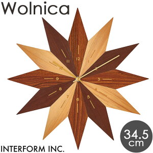 《INTERFORM》Wolnicaボルニカ掛時計W34.5×H34.5cm菱形木目フェイクウッドとけいかわいいナチュラル北欧レトロかけ時計おしゃれ新生活引っ越し新築祝いcl-3719