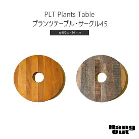 《HangOut》プランツテーブル サークルタイプ45 天板 ディスプレイ台 ディスプレイ 耐久性 観葉植物 植木鉢 インテリアグリーン 丸 ラウンド 円形 木製 チーク マンゴー pltc45
