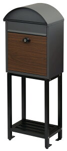 《mojyu/LF》Simon スタンドポスト アーチ型 スタンド式 ポスト 郵便ポスト 郵便受け 置き型ポスト メールボックス フロントオープン式 前入れ前出し 鍵付き 棚板付き 据え置き型 一戸建て用 戸