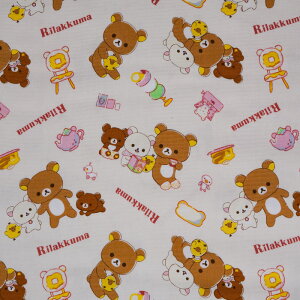 ●G-3811-1 ◆KOKKA リラックマ みんな仲良し オックス 生地 りらっくま (10cm単位) (メール便可)