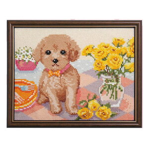 NO_717 Dog and Flower(�N���X�X�e�b�`�L�b�g)�@�g�C�v�[�h���@(���񂹕i)�@(���[���։�)�@�ᑗ��������