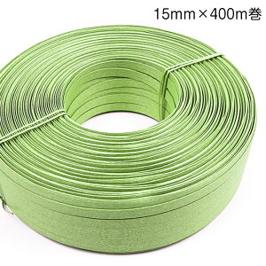 412-003 かご作りに エコクラフトテープ 業務用400m巻 (青りんご) 15mm幅 グリーン 黄緑 手芸用 クラフトバンド 紙バンド (取り寄せ品) (メール便不可) ≪送料無料≫