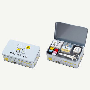 8653 ミササ スヌーピー ソーイングセット ブリキ缶タイプ トレイつきで整理しやすい (取り寄せ品) (メール便不可)
