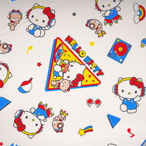 ●830342 ◆Sanrio ハローキティ ミュージック 綿 オックス 生地 (10cm単位) (メール便可)