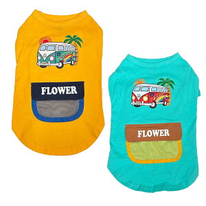 \在庫処分セール/小型犬 服 ヒッピーバスTシャツ Tee パピー 超小型犬 1号 2号 ドッグウェア Tシャツ 犬 服