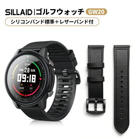 【レザー専用交換バンド+本体 2点セット】SILLAID EENOUR GW20 GPSゴルフナビ ゴルフウォッチ スマートウォッチ ゴルフ 距離計 距離測定器 腕時計型 高低差補正 競技モード AMOLED 1.43インチ