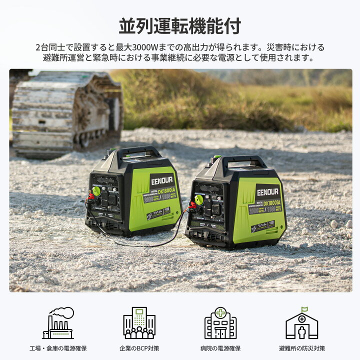 楽天市場】【抽選最大P100％還元+45％OFF】EENOUR DK1800iA 発電機 