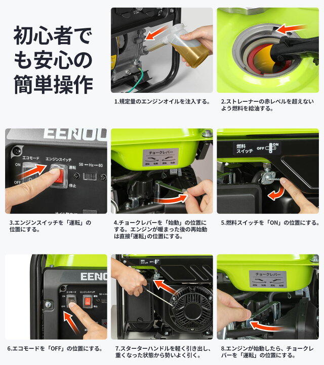 楽天市場】【ポイント5倍付き】EENOUR 発電機 スタンダード 3500W 
