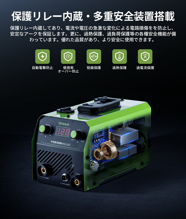 楽天市場】【クーポン利用で13,900円～】EENOUR 半自動溶接機 MIG-120S 