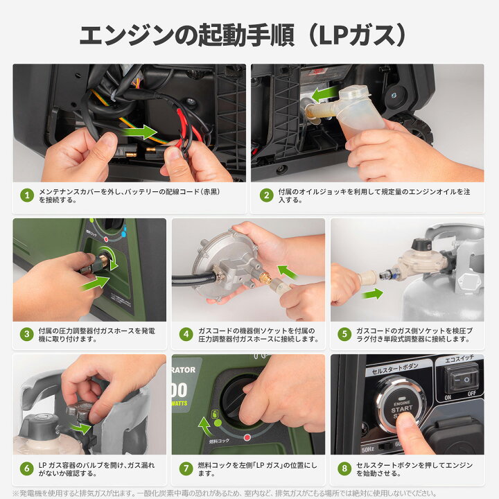 楽天市場】EENOUR カバー付 発電機 インバーター 災害 LPガス ガソリン 