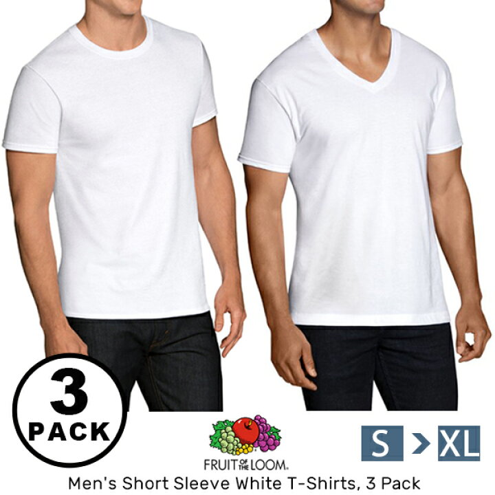 楽天市場 フルーツ オブ ザ ルーム メンズ Tシャツ 半袖 ホワイト 3枚組クルーネック Vネック コットン 下着 アンダーウェア白 無地 ブランド トップス インナー Fruit Of The Loom 6p2501 6v26vtg イータイムス