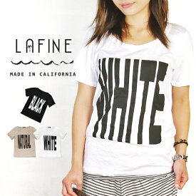 ラファイン レディース 半袖 ゆる てろ tシャツ lafine 送料無料 ロゴ tシャツ 白 黒 大きいサイズ