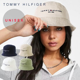 トミーヒルフィガー TOMMY HILFIGER ロゴ バケット ハットコットン 刺繍 エスタブリッシュ ロゴ バケット ハット メンズ レディース ユニセックスネイビー ベージュ アメカジ 男女兼用 ブランド