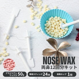 ＼ 週末限定 通常1,320円⇒790円 ／鼻毛ワックス 鼻毛抜き 鼻毛 脱毛 ワックス キット セット 12回分 ブラジリアンワックス スティック 棒 鼻毛脱毛 ゴッソり抜ける ハードワックス 電子レンジ 男性 女性 セルフ