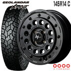 ジオランダー X-AT 145R14 85/83 ヨコハマ YOKOHAMA H12 ショットガン 14×4.5 100/4 +45 バレルブラック カスタマイズ専用 14インチ サマータイヤ 4本 ホイールセット MID NITRO POWER ナイトロパワー GEOLANDAR X-AT G016 オールテレーン 軽トラ 軽バン