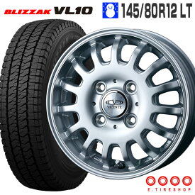 ブリザック VL10 145/80R12 80/78 LT ブリヂストン BRIDGESTONE ヴィセンテ04 12×3.50B 100/4 +45 シルバー 12インチ エブリィ キャリィ クリッパー ミニキャブ スタッドレス タイヤ ホイールセット 4本 (145R12 6PR 互換) 軽トラ 軽バン ブリジストン weds